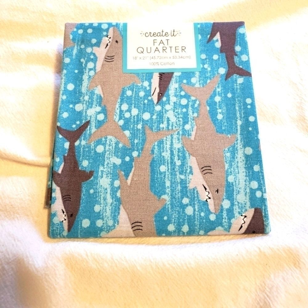 CREATE if fat quarter cotton Shark pattern fabric swatch